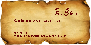 Radvánszki Csilla névjegykártya